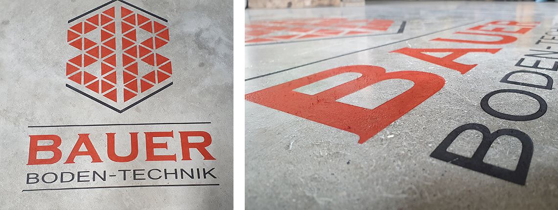 Bodenlogo Schriftzug